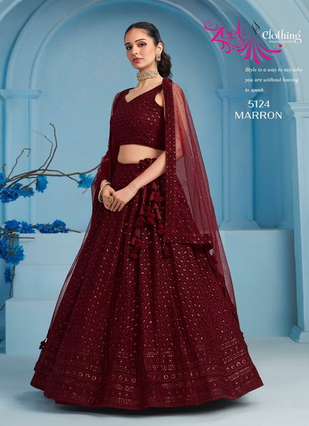 Maroon Colour Florance Vol 3 By Zeel Clothing Georgette Designer Wear Lehenga Choli Wholesale Market In Surat